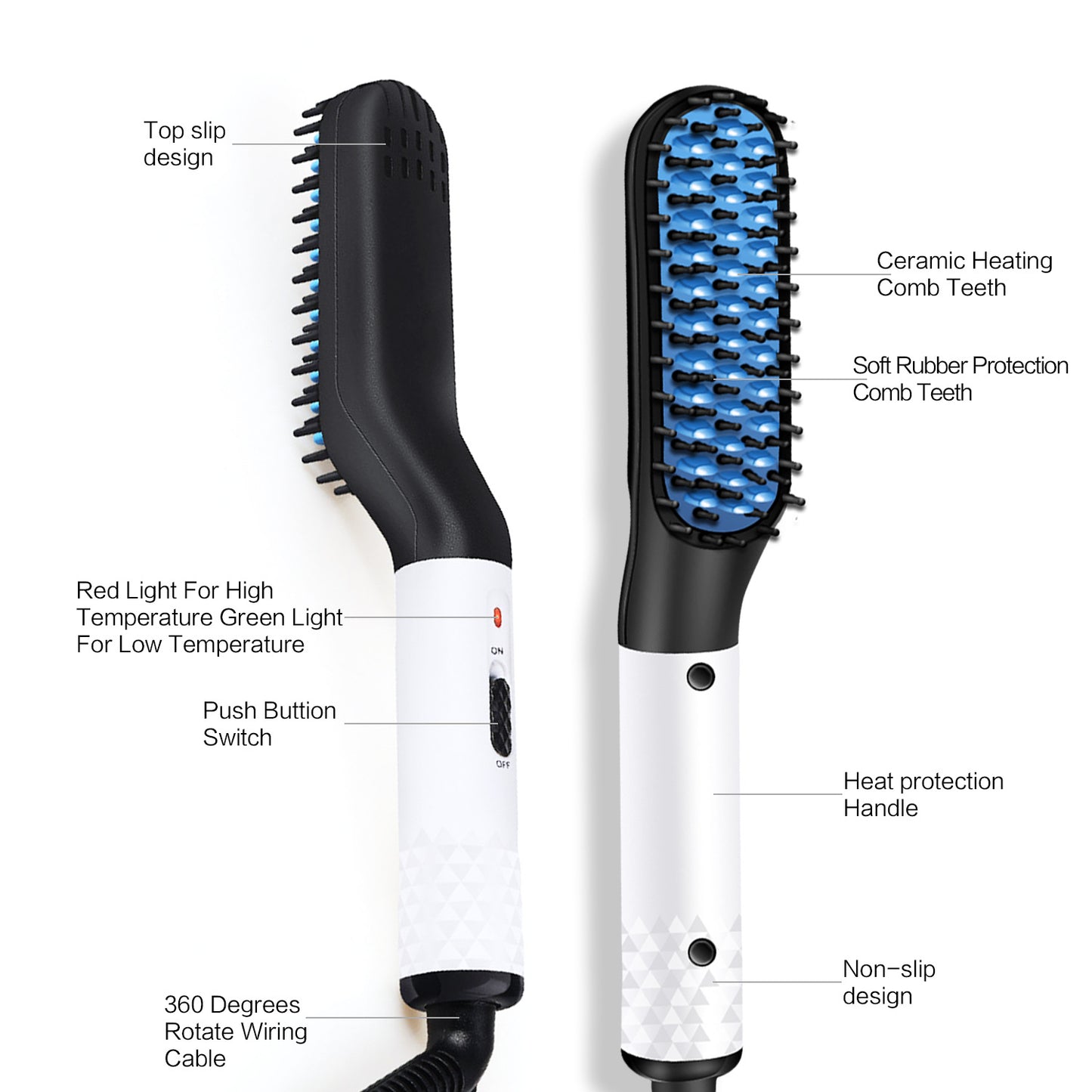 Men’s Hair & Beard Straightener Brush – Multifunctional Heated Comb