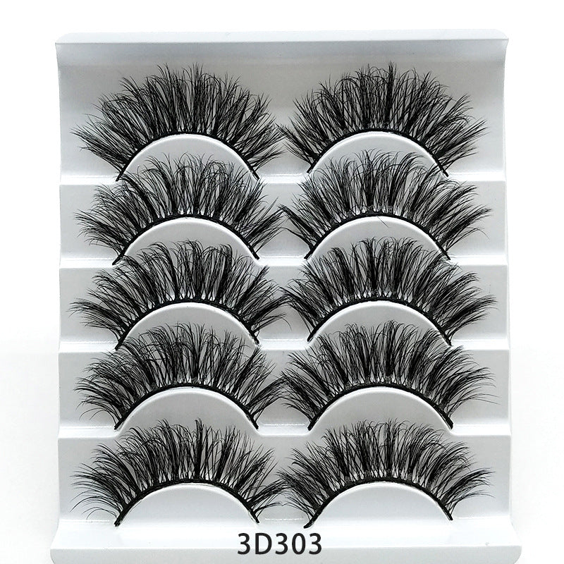 3D Mink False Eyelashes – 5 Pairs Natural & Reusable Soft Lashes