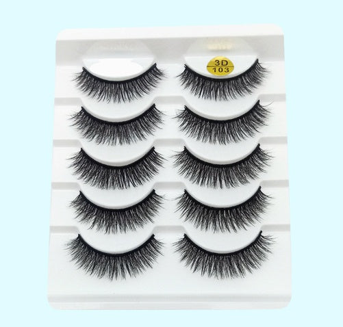 3D Mink False Eyelashes – 5 Pairs Natural & Reusable Soft Lashes