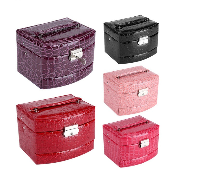 3-Layer Jewelry Box with Mirror and Makeup Storage