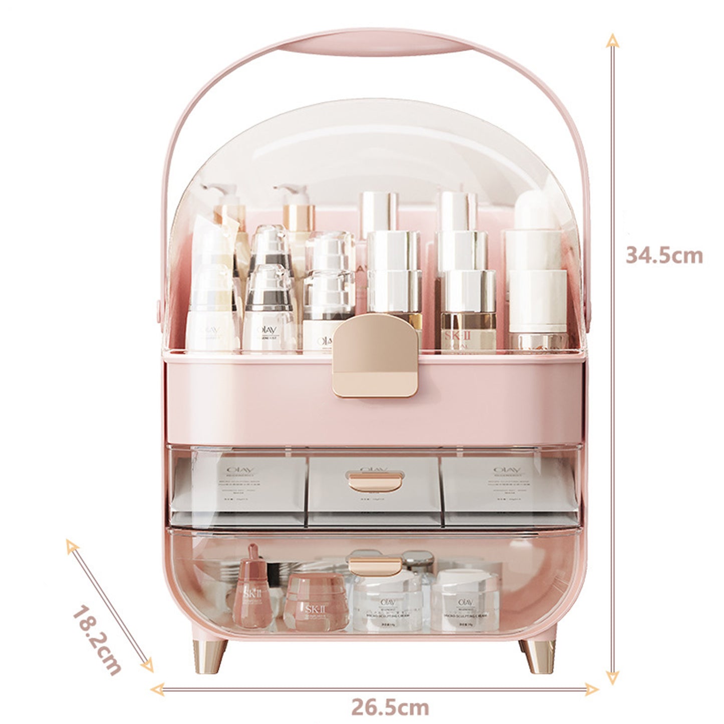 Makeup Organizer with Skincare Holder and Dustproof Cover