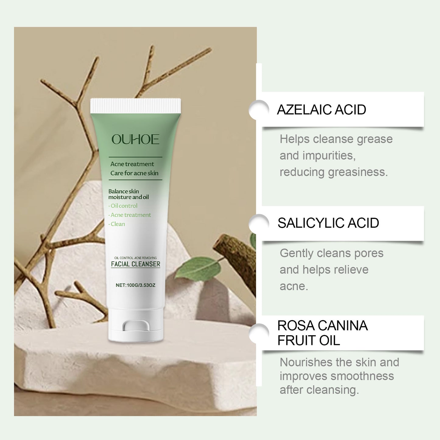 Acne Treatment Facial Cleanser – Daily Oil Control & Deep Cleansing
