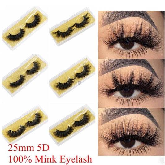 25mm Mink False Eyelashes – Wispy Fluffy Dramatic Lashes Reusable