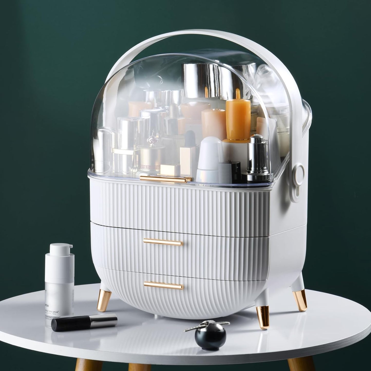 Makeup Organizer with 2 Drawers and Transparent Cover