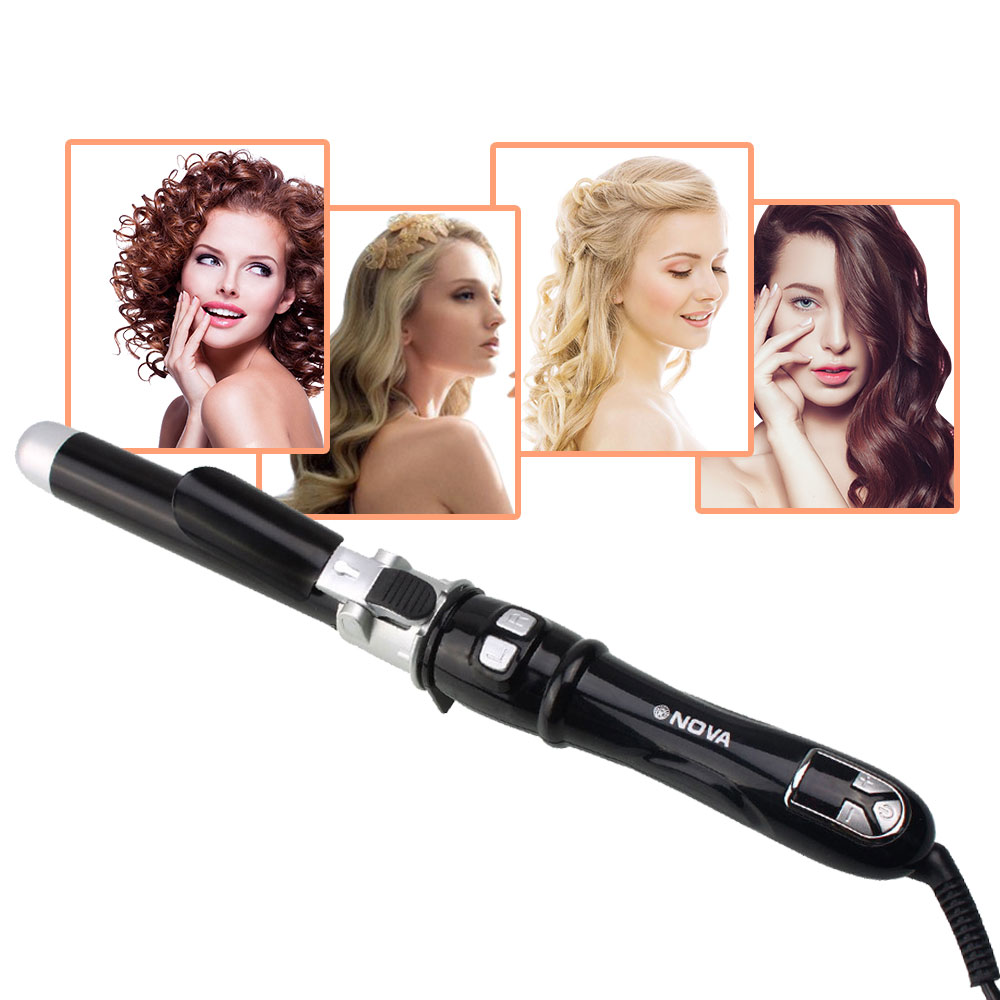 Automatic Hair Curler with LCD Display – Rotating Curling Iron with Instant Heat 30s