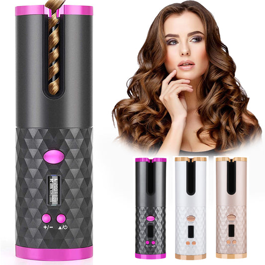 Rechargeable Automatic Hair Curler – Portable LCD Ceramic Curling Iron