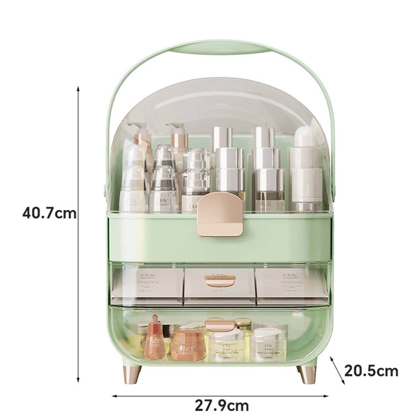 Makeup Organizer with Skincare Holder and Dustproof Cover