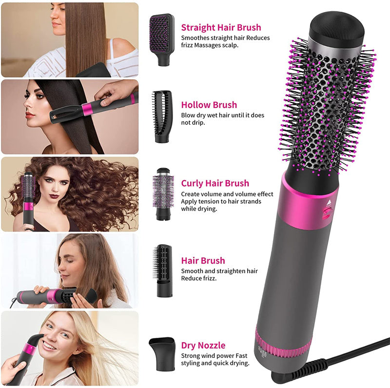 Professional 5-in-1 Hair Dryer Brush – Hot Air Styler, Straightener & Volumizer